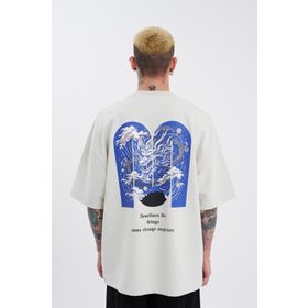 Machinist Dragon Machinist Baskılı Gri Oversize Erkek T-shirt