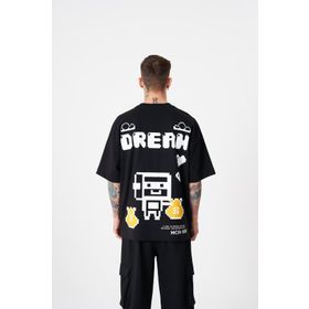 Machinist Dream ROB Baskılı Siyah Oversize Erkek T-shirt