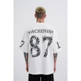 Machinist Futue 87 Baskılı Ekru Oversize Erkek T-shirt