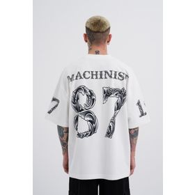 Machinist Futue 87 Baskılı Ekru Oversize Erkek T-shirt