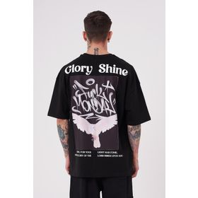 Machinist Glory Shine Siyah Baskılı Oversize Erkek T-shirt
