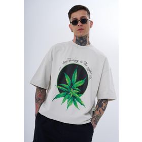 Machinist Herb Printed Baskılı Gri Oversize Erkek T-shirt