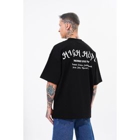 Machinist High Hope Baskılı Siyah Oversize Erkek T-shirt
