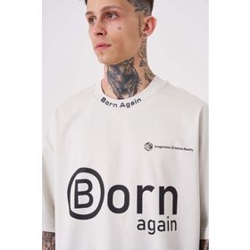 Machinist Imagination Creates Baskılı Gri Oversize Erkek T-shirt