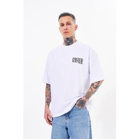 Machinist Indian Baskılı Beyaz Oversize Erkek T-shirt