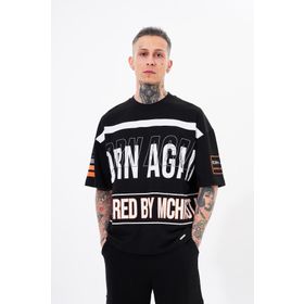 Machinist Inspired By Machinist Baskılı Siyah Oversize Erkek T-shirt