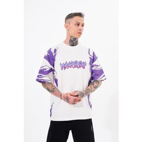 Machinist Kol Baskılı Ekru Oversize Erkek T-shirt