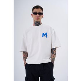Machinist M Spray Baskılı Ekru Oversize Erkek T-shirt