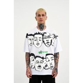 Machinist Macstar Heads Beyaz Oversize Erkek T-shirt
