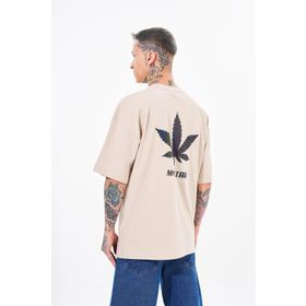 Machinist Macstar Leaf Baskılı Açık Bej Oversize Erkek T-shirt