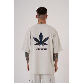 Machinist Macstar Leaf Baskılı Gri Oversize Erkek T-shirt
