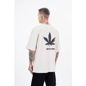 Machinist Macstar Leaf Baskılı Gri Oversize Erkek T-shirt