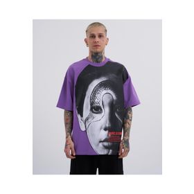 Machinist Macstar Snake Face Mor Oversize Erkek T-shirt