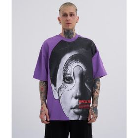 Machinist Macstar Snake Face Mor Oversize Erkek T-shirt