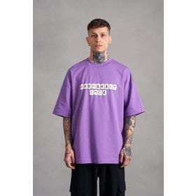 Machinist Mch Mahhong Baskılı Mor Oversize Erkek T-shirt