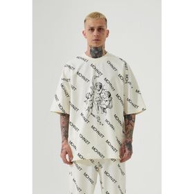 Machinist Mchnst Angels Baskılı Krem Oversize Erkek T-shirt