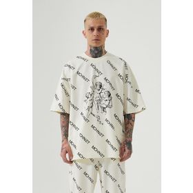 Machinist Mchnst Angels Baskılı Krem Oversize Erkek T-shirt