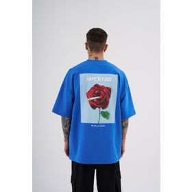 Machinist My Life Is Comedy Baskılı Mavi Oversize Erkek T-shirt