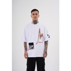 Machinist Never to Late Baskılı Beyaz Oversize Erkek T-shirt