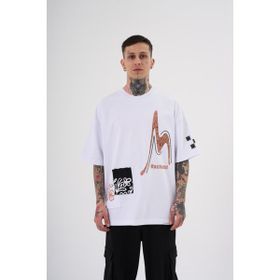 Machinist Never to Late Baskılı Beyaz Oversize Erkek T-shirt