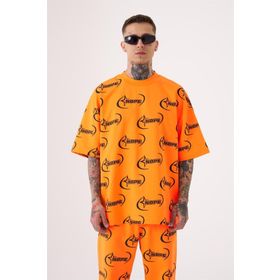 Machinist Nope Baskılı Turuncu Oversize Erkek T-shirt
