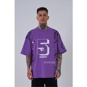Machinist Number 5 Baskılı Mor Oversize Erkek T-shirt