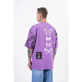 Machinist Number 5 Baskılı Mor Oversize Erkek T-shirt