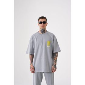 Machinist Onenıne87 Sarı Baskılı Yıkamalı Oversize Erkek T-shirt