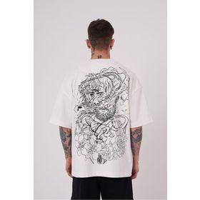 Machinist Premium Aristotales High Baskılı Ekru Oversize Erkek T-shirt