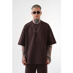 Machinist Premium Candy Flamlı Kahve Oversize Erkek T-shirt