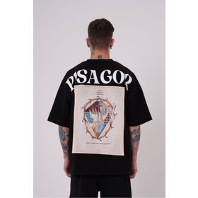 Machinist Premium Pisagor Basklı Black Oversize Erkek T-shirt