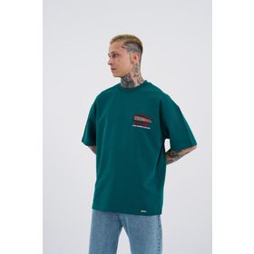 Machinist Raw Crossbreed Petrol Yeşili Detaylı Oversize Erkek T-shirt