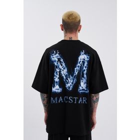 Machinist Smoked Macstar Baskılı Siyah Oversize Erkek T-shirt