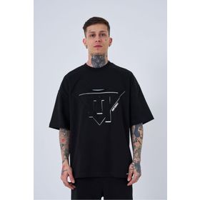 Machinist Triangel Applique Siyah Baskılı Erkek T-shirt