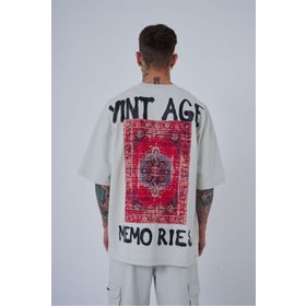 Machinist Vintage Memories Gri Baskılı Oversize Erkek T-shirt