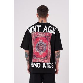 Machinist Vintage Memories Siyah Baskılı Oversize Erkek T-shirt