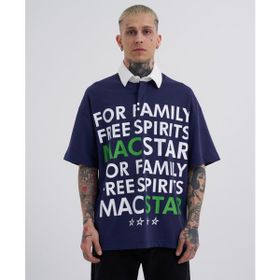 Machinist Wide Prinred Lacivert Baskılı Polo Yaka Erkek T-shirt
