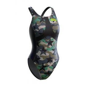 Mad Wave M1460-20 Kadın Antichlor Criss Cross Koyu Yeşil Yüzücü Mayo