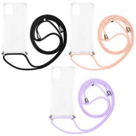 Madam Case Samsung Galaxy A31 X-Rop Askılı Darbe Korumalı Pembe Nano Ekran Koruyucu Silikon Cep Telefonu Kılıf