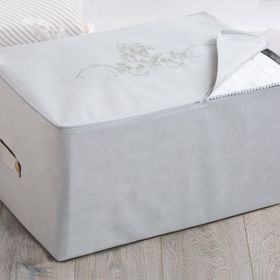 Madame Coco 1KHURC0125152 Çiçek Desenli Beyaz Gri Baskılı Hurç