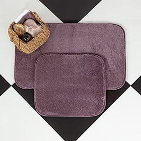 Madame Coco 50x80 + 45x50 cm Koyu Mürdüm Carol 2'li Banyo Paspası