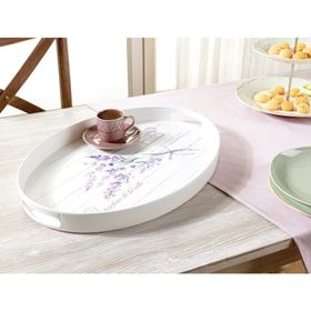 Madame Coco Beyaz Lavander Oval Tepsi