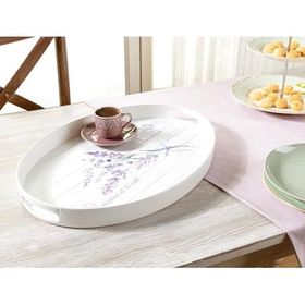 Madame Coco Beyaz Lavander Oval Tepsi