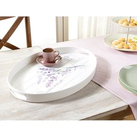Madame Coco Beyaz Lavander Oval Tepsi