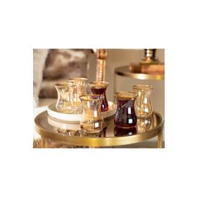 Madame Coco Caress 150 ml 6'lı Altın Yaldızlı Amber Çay Bardağı