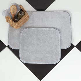 Madame Coco Carol 2'li 50x80 + 45x50 cm Gri Banyo Paspası