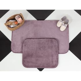 Madame Coco Carol 2'li 60x100 + 50x60 cm Koyu Mürdüm Banyo Paspası