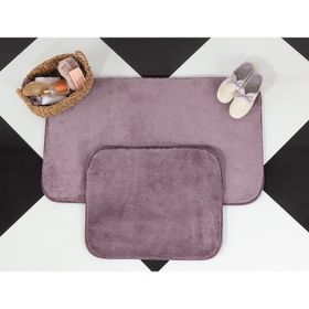 Madame Coco Carol 2'li 60x100 + 50x60 cm Koyu Mürdüm Banyo Paspası