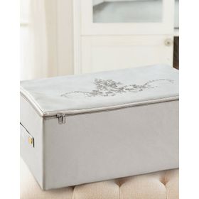 Madame Coco Çiçek Desen Baskılı Beyaz Gri 52x28x21 cm Hurç