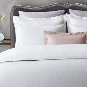 Madame Coco Çift Kişilik Çizgili Saten Ekru Nevresim Takımı